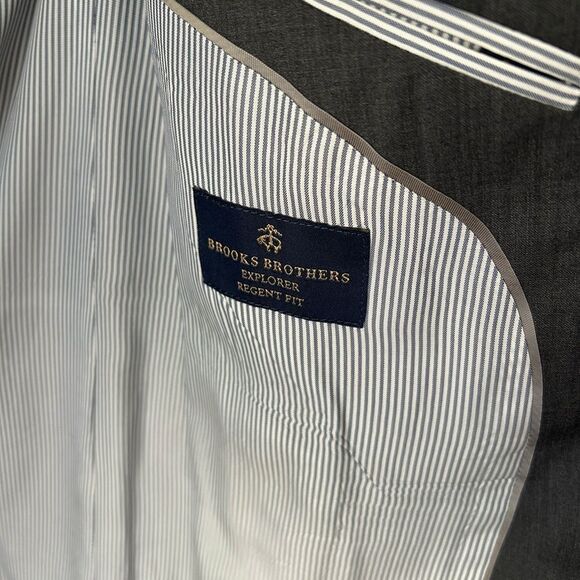 Brooks Brothers Mens Explorer Blazer Suit Jacket charcoal Wool Blend 46 R Regent - Picture 6 of 11